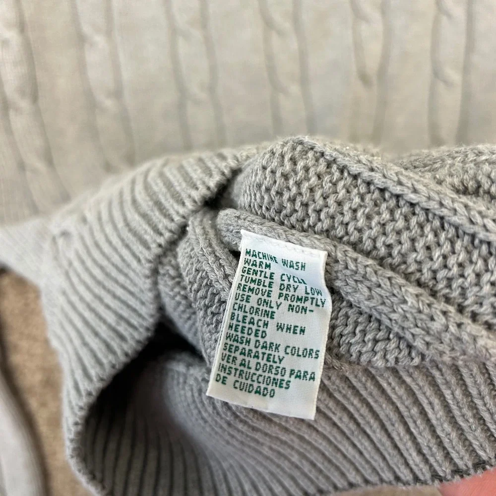 Vintage Izod Cable Knit Crewneck Sweater Men‎ Size XL Gray Cotton Preppy